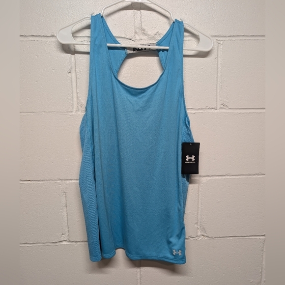 Under Armour (Women's Large) Fly By Blue Activewear Tank Top NWT - Picture 1 of 8